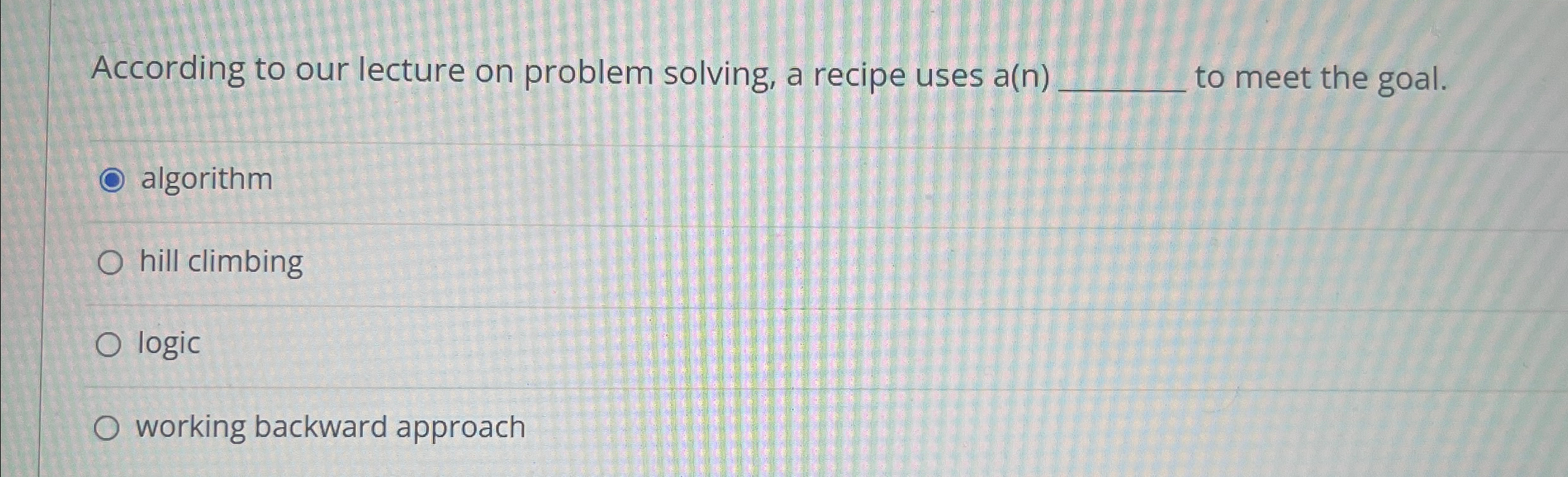 According to our lecture on problem solving, a