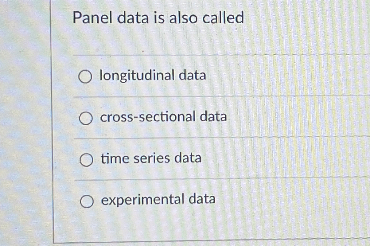 Panel data is also called longitudinal data cross