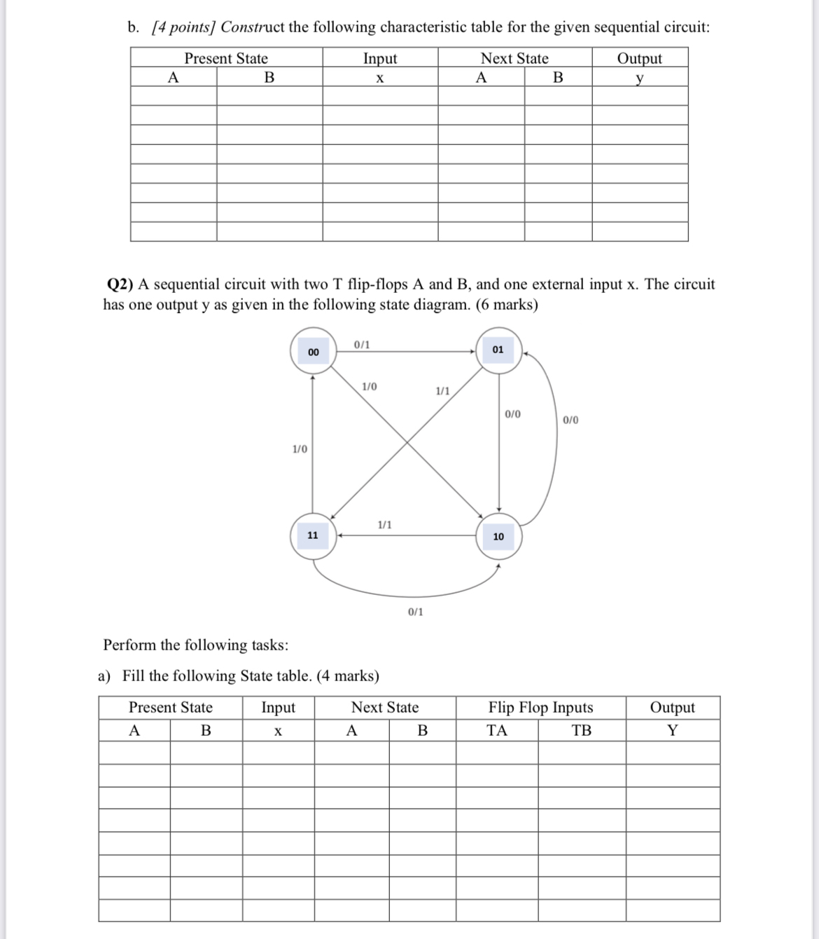 b . [ 4 points ] Construct the following