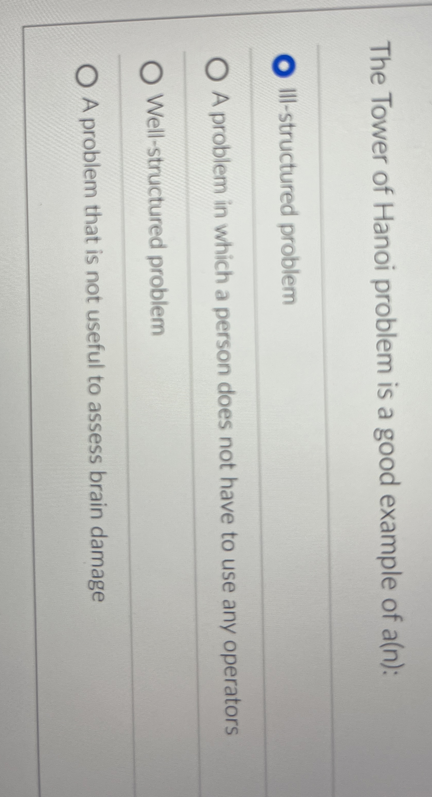 The Tower of Hanoi problem is a good example of a