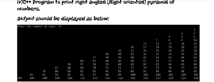 iv ) C + + Program to print right angled ( Right