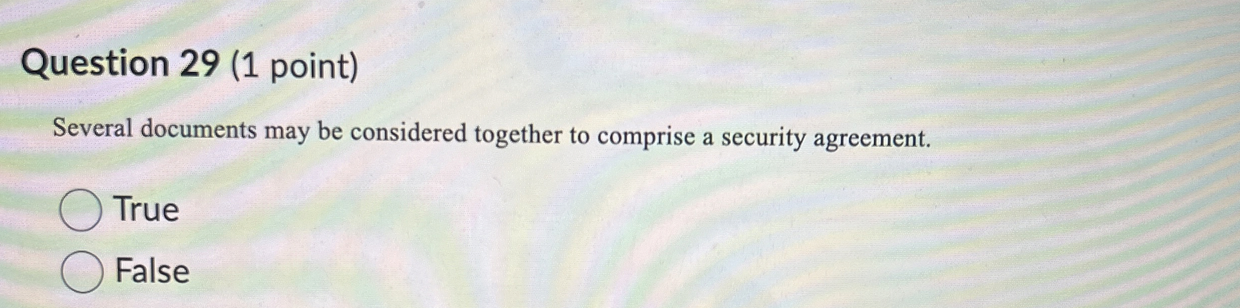 Question 2 9 ( 1 point ) Several documents may be
