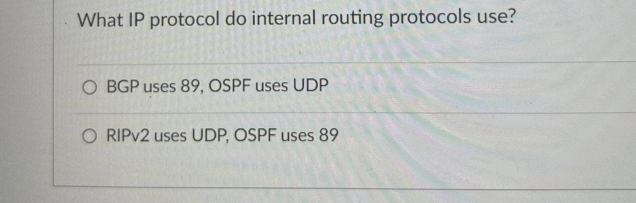 What IP protocol do internal routing protocols