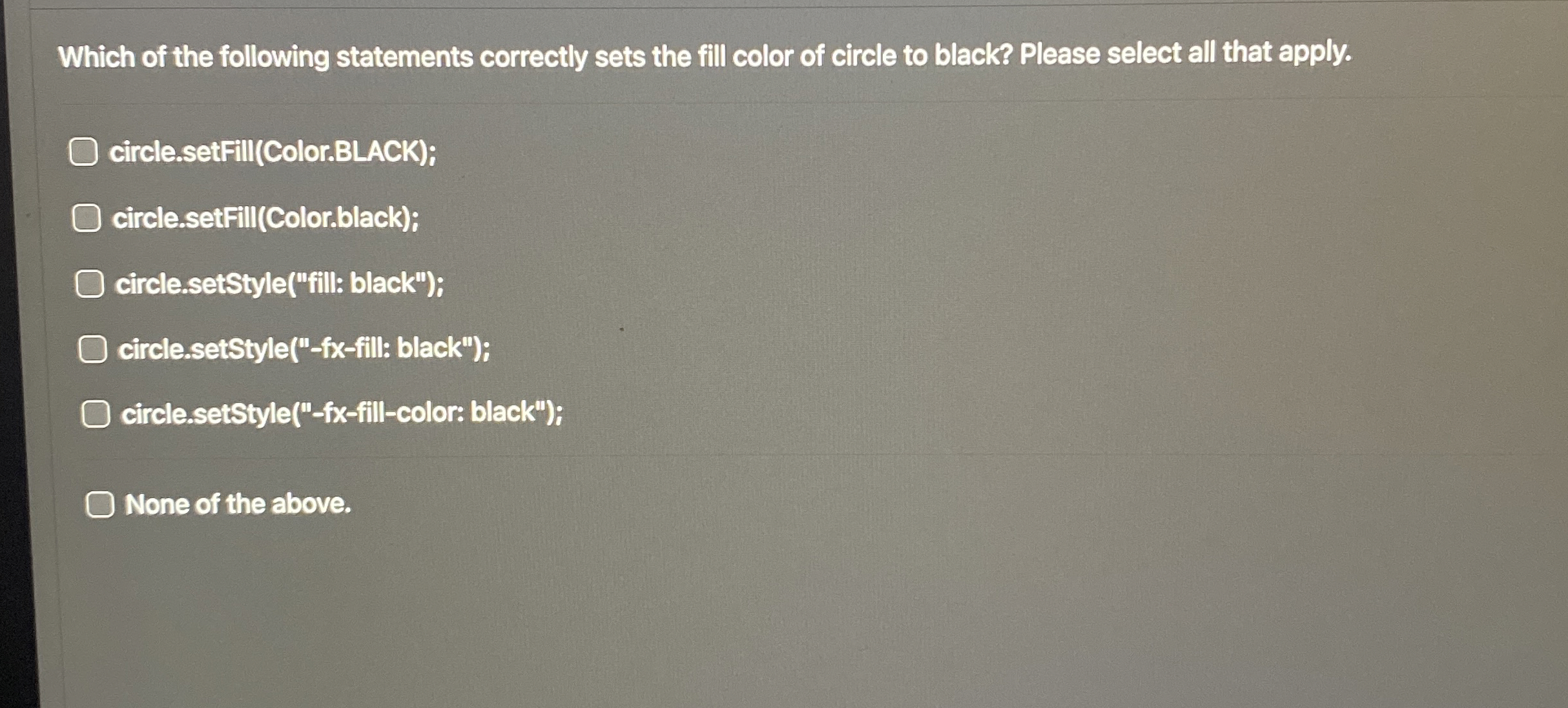 Which of the following statements correctly sets