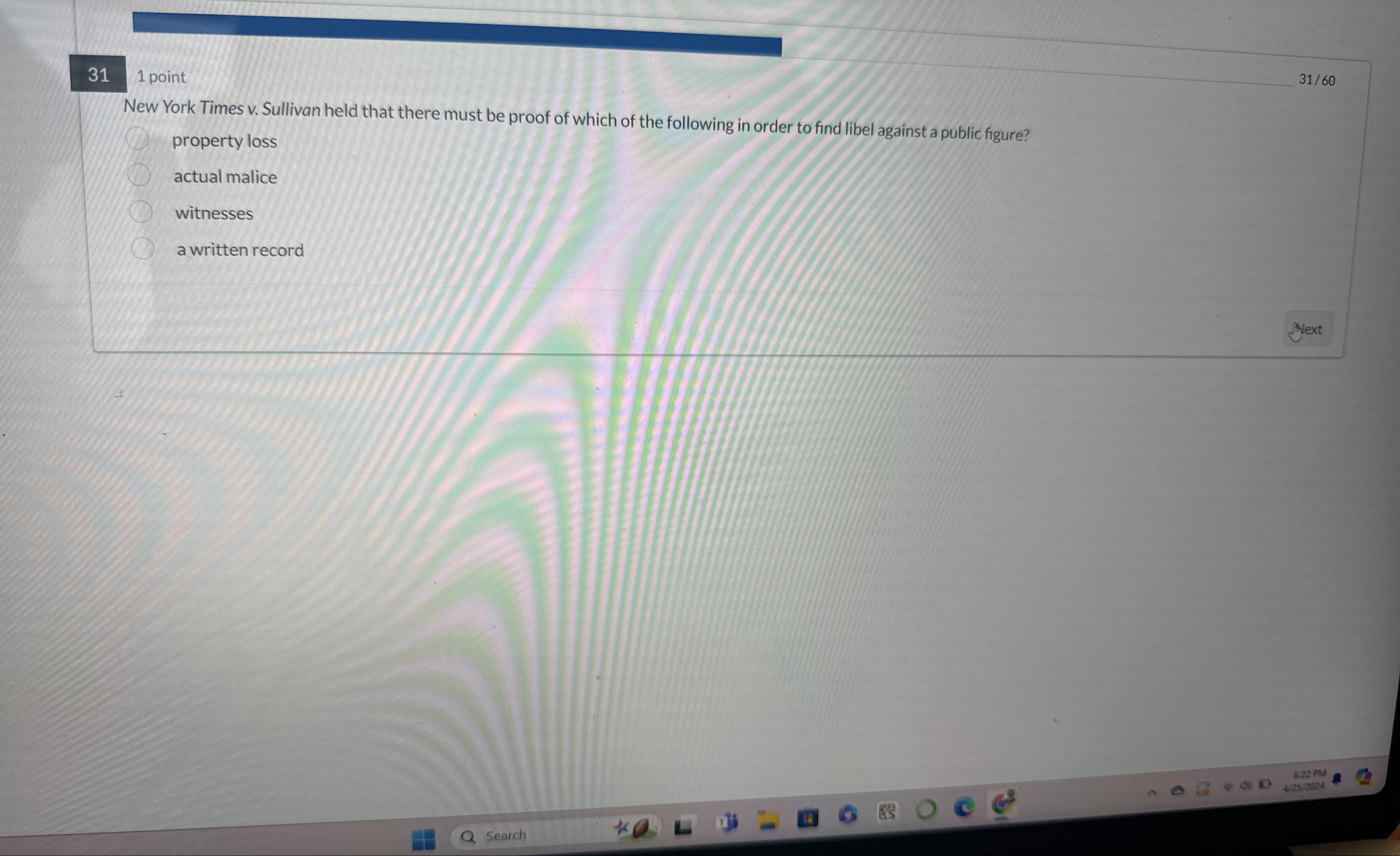 3 1 1 point 3 1 6 0 New York Times v . Sullivan