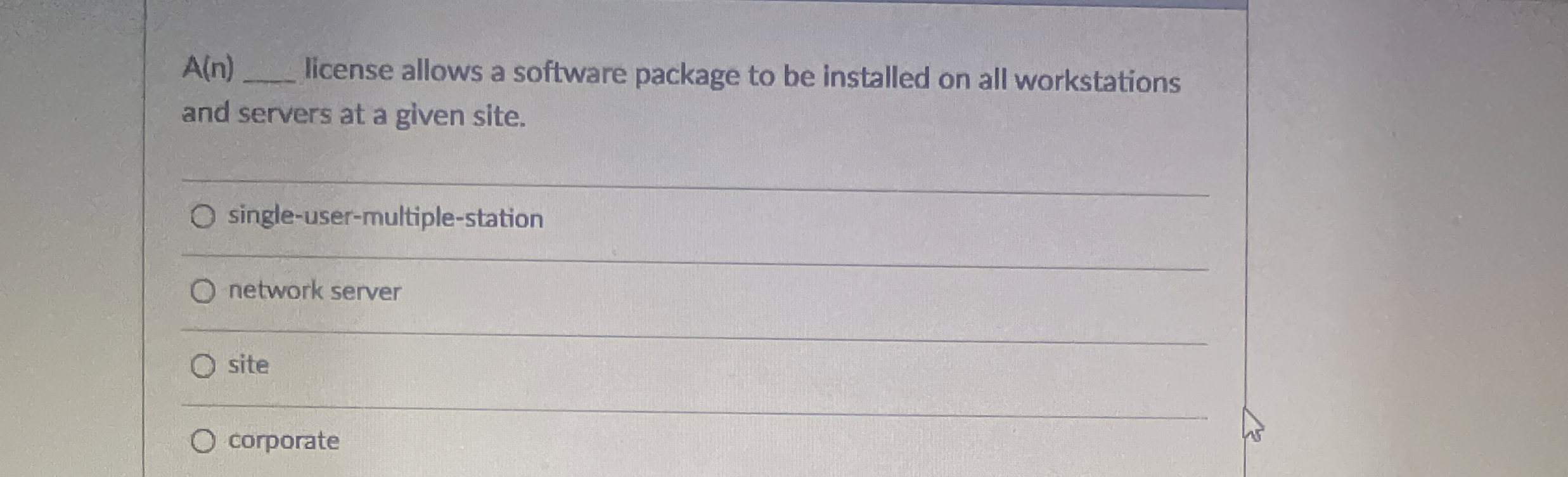 A ( n ) license allows a software package to be
