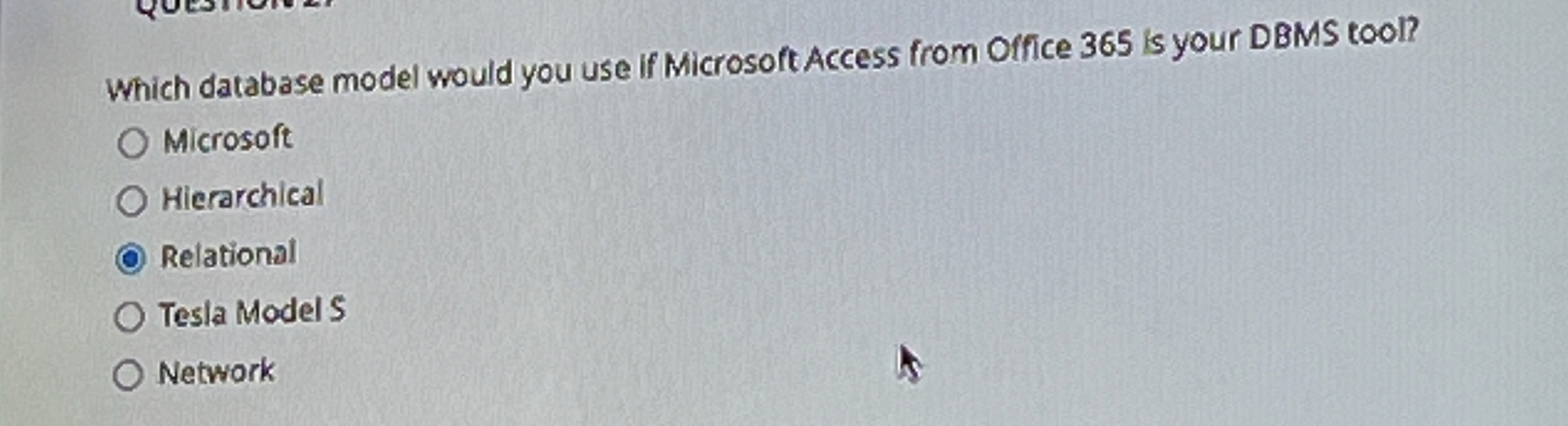 Which database model would you use if Microsoft