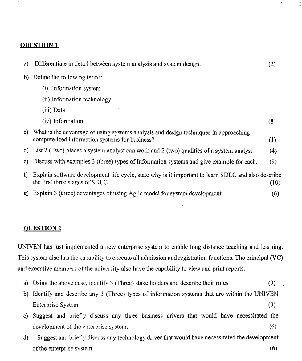 QUESTION 1 a ) Differentiate in detail between