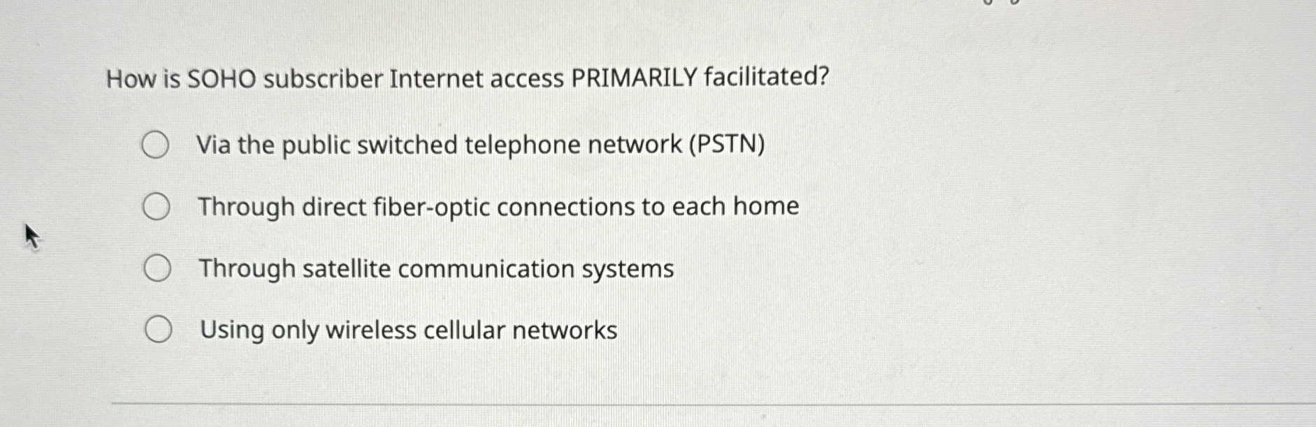 How is SOHO subscriber Internet access PRIMARILY