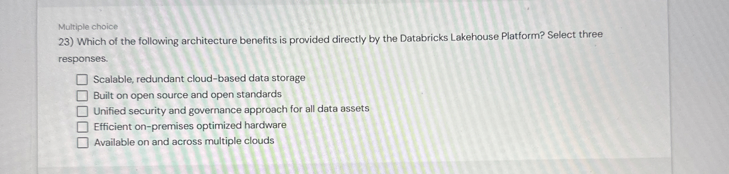 Multiple choice Which of the following