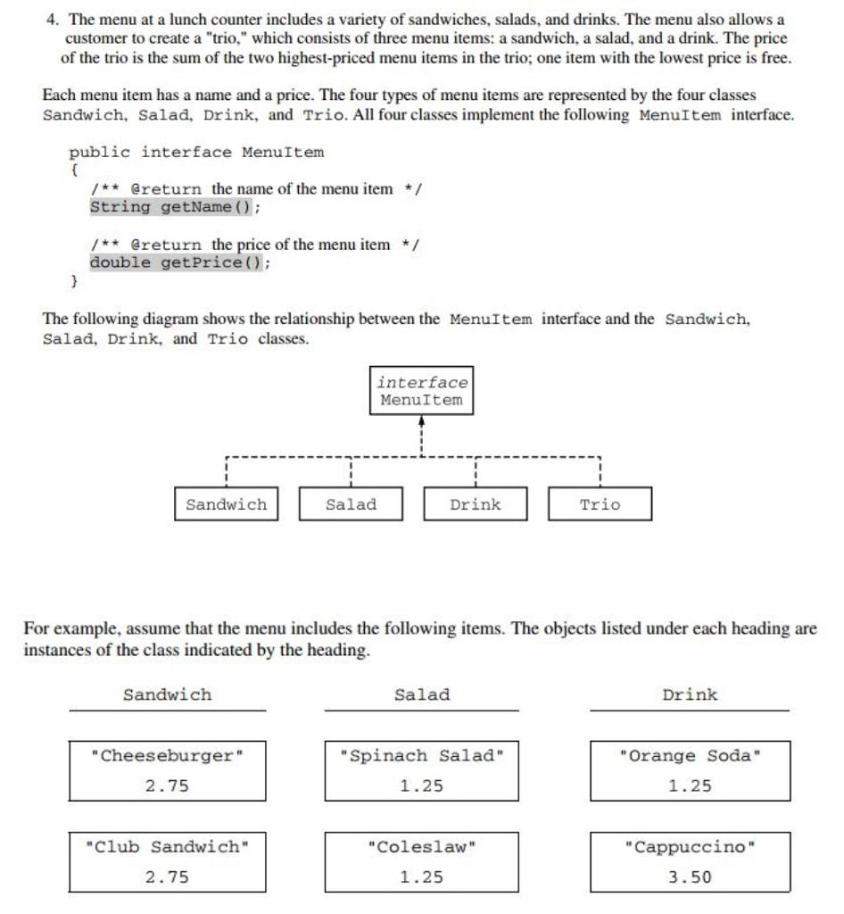 * * * * please do this in C# * * * * * * The menu