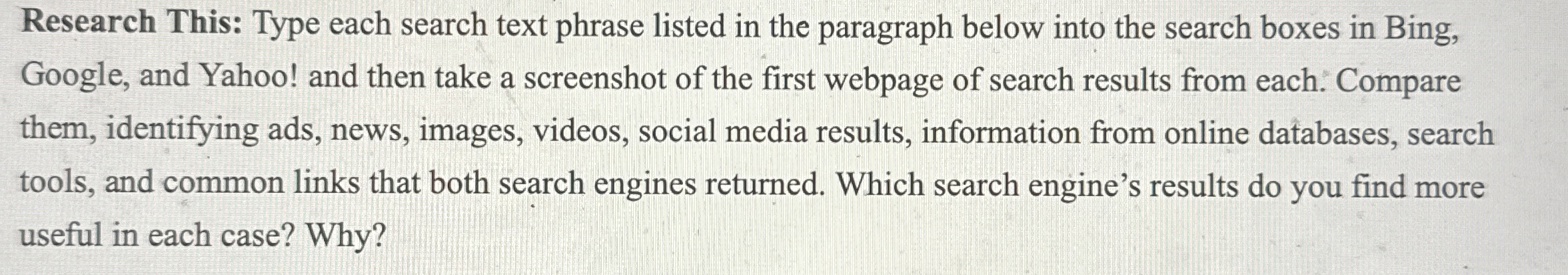 Research This: Type each search text phrase