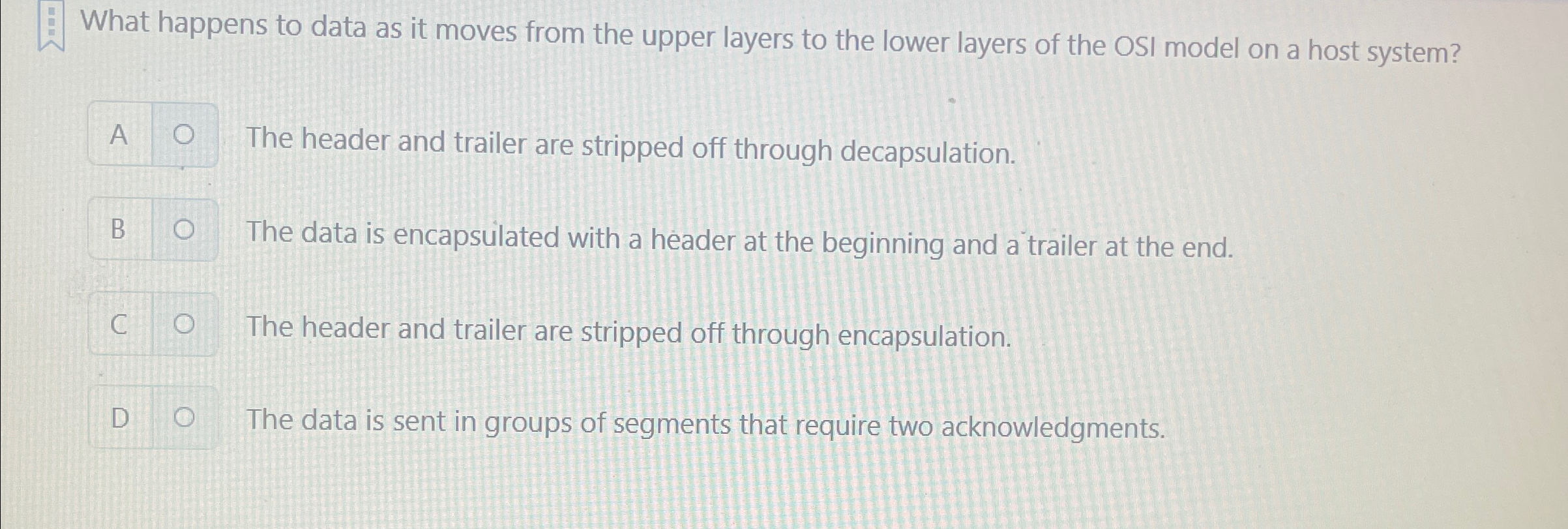 What happens to data as it moves from the upper