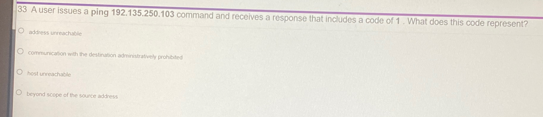 3 3 A user issues a ping 1 9 2 . 1 3 5 . 2 5 0 .