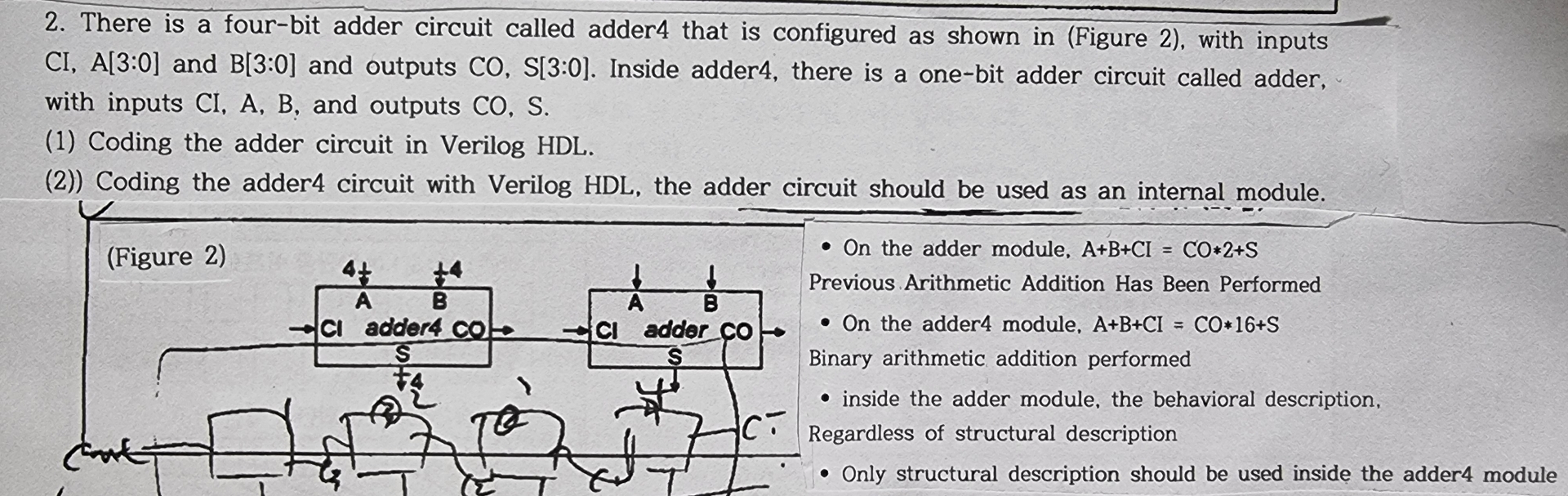 There is a four - bit adder circuit called adder