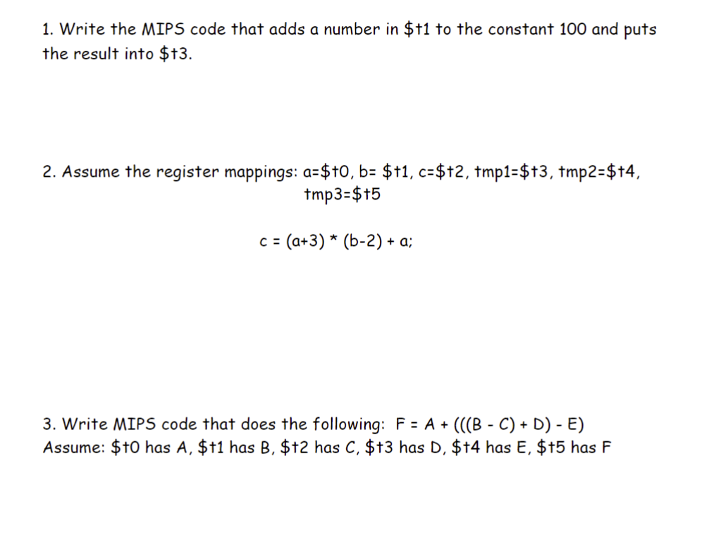 Write the MIPS code that adds a number in $ + 1