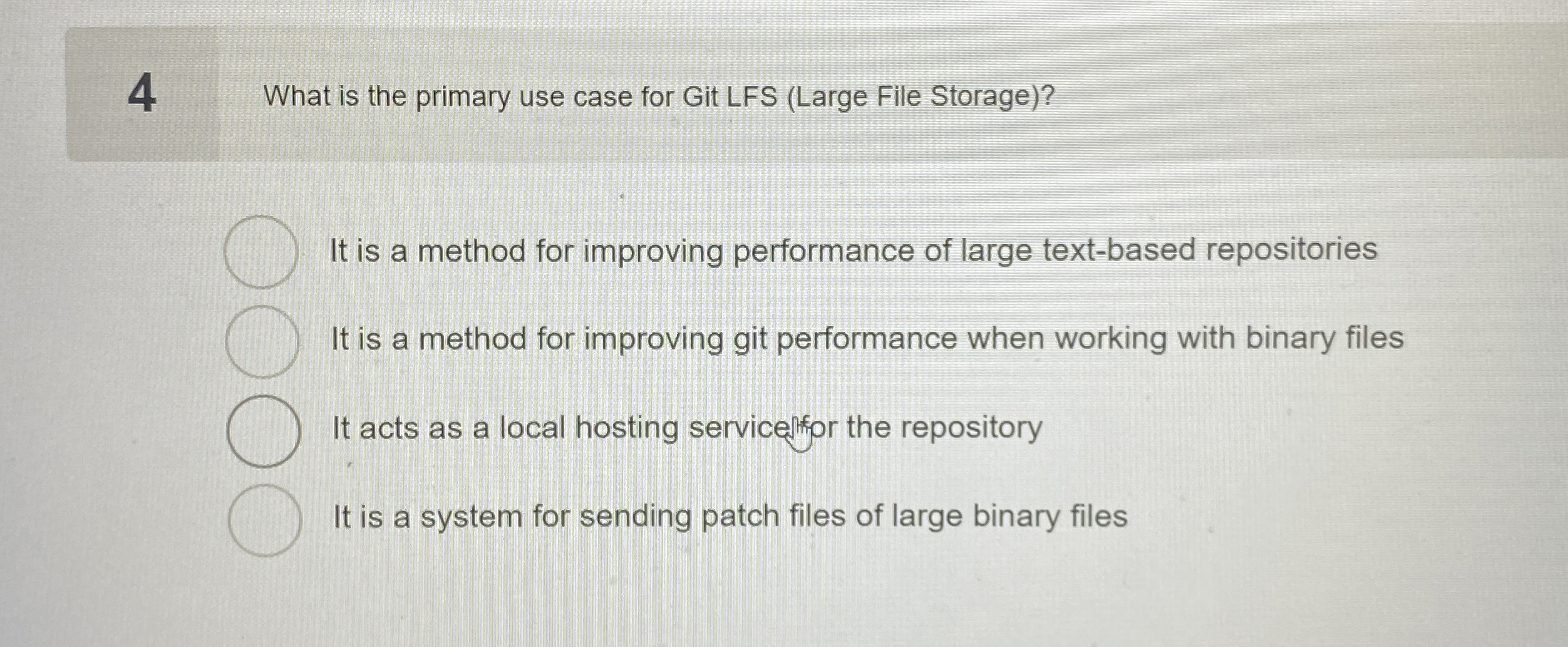 4 What is the primary use case for Git LFS (