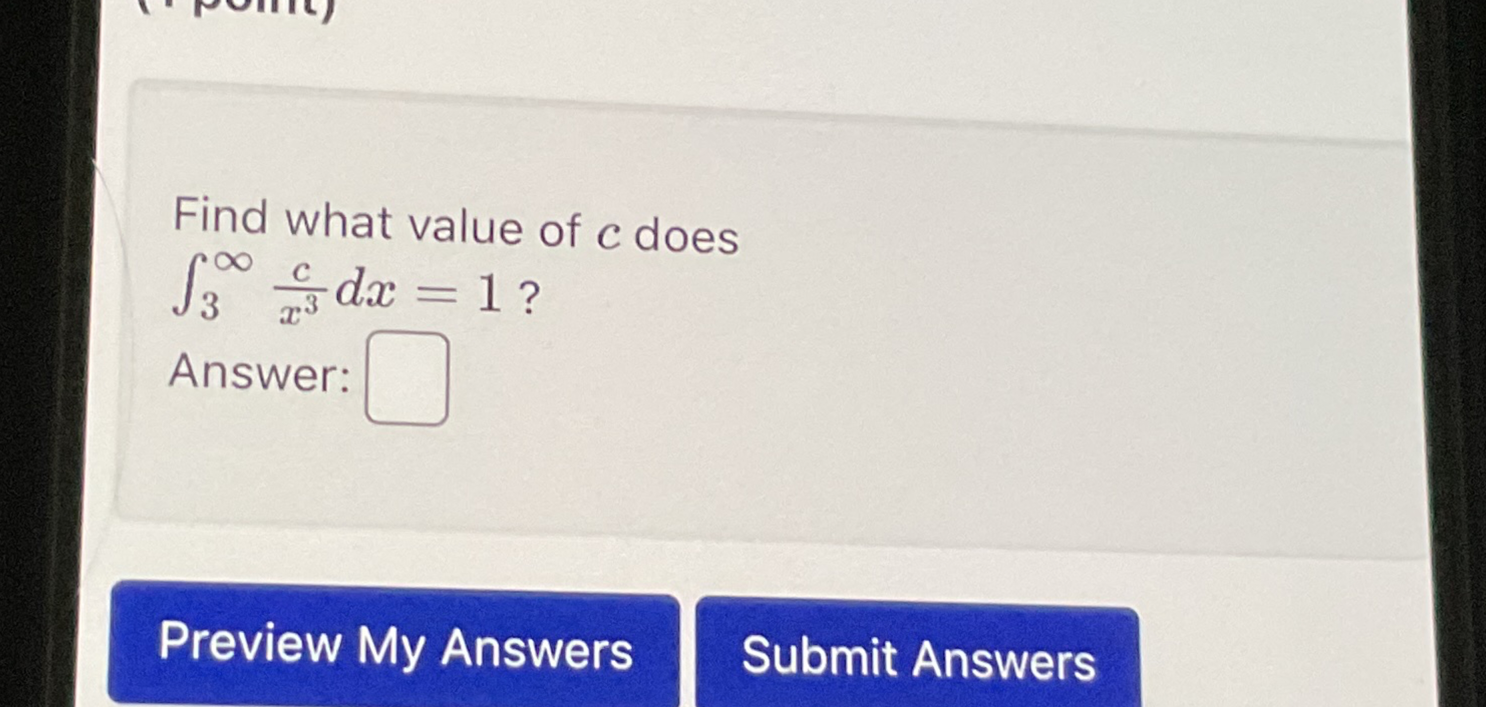 Find what value of c does 3 c x 3 d x = 1 ?
