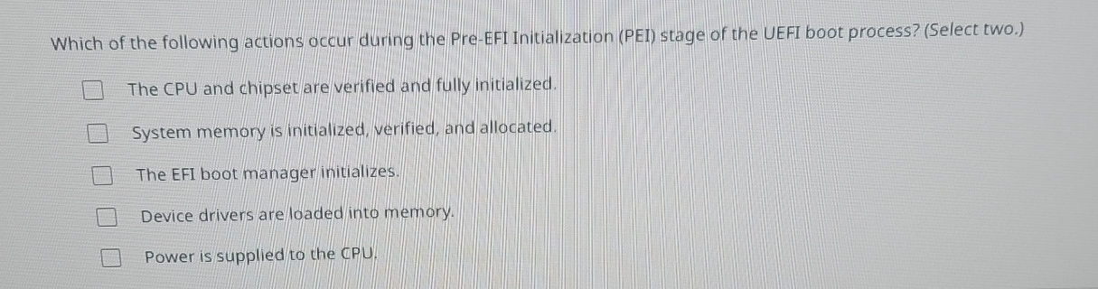 Which of the following actions occur during the