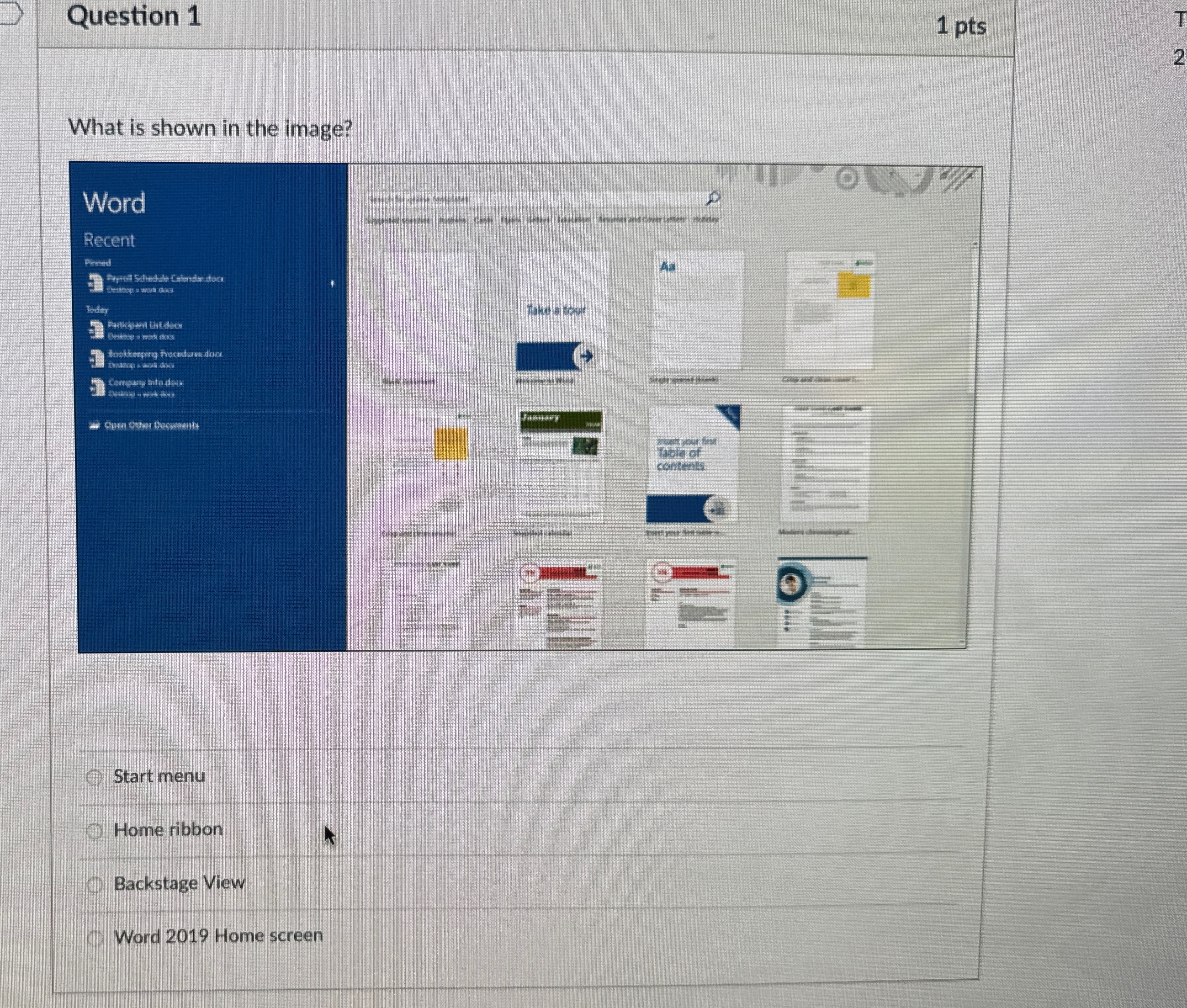 Question 1 1 p t s What is shown in the image?