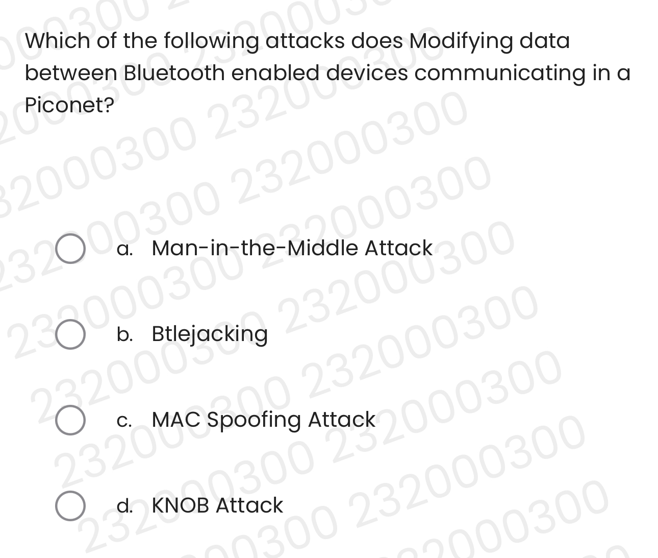 Which of the following attacks does Modifying