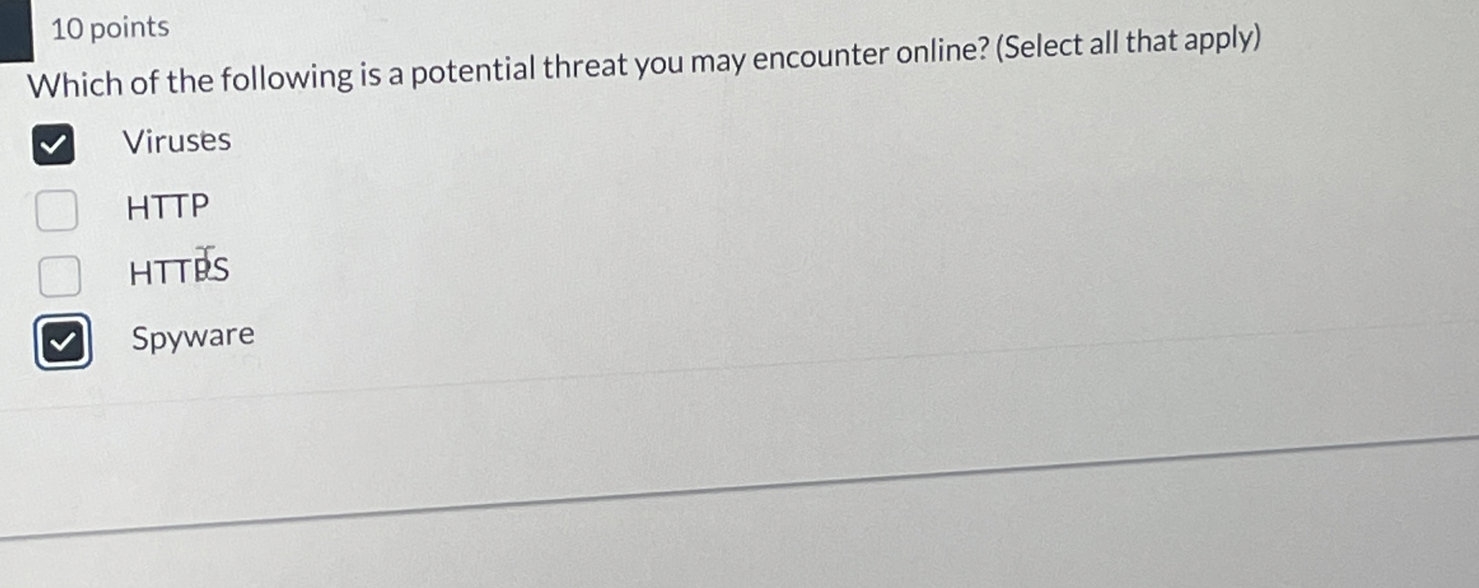 1 0 points Which of the following is a potential