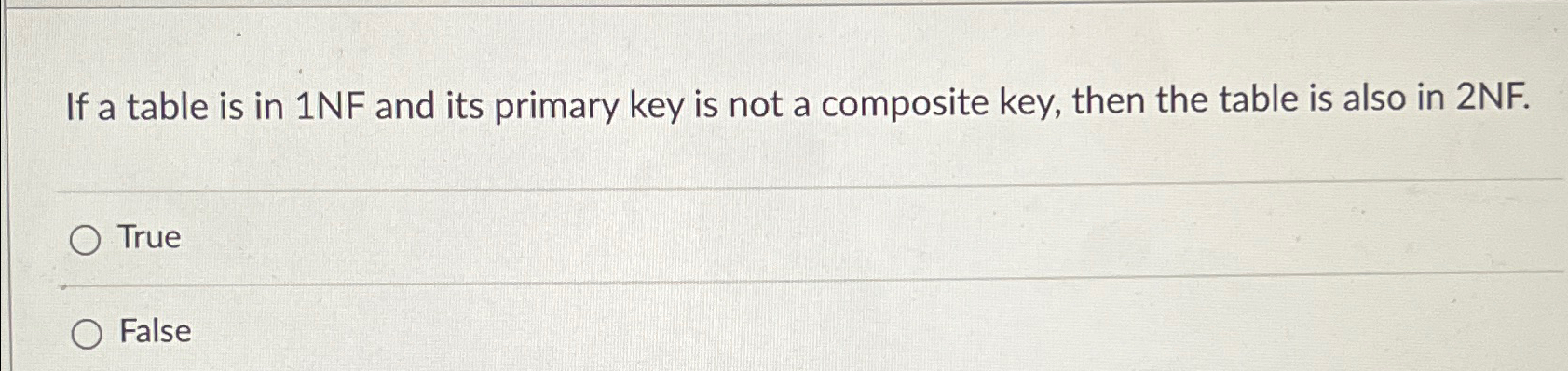 If a table is in 1 N F and its primary key is not