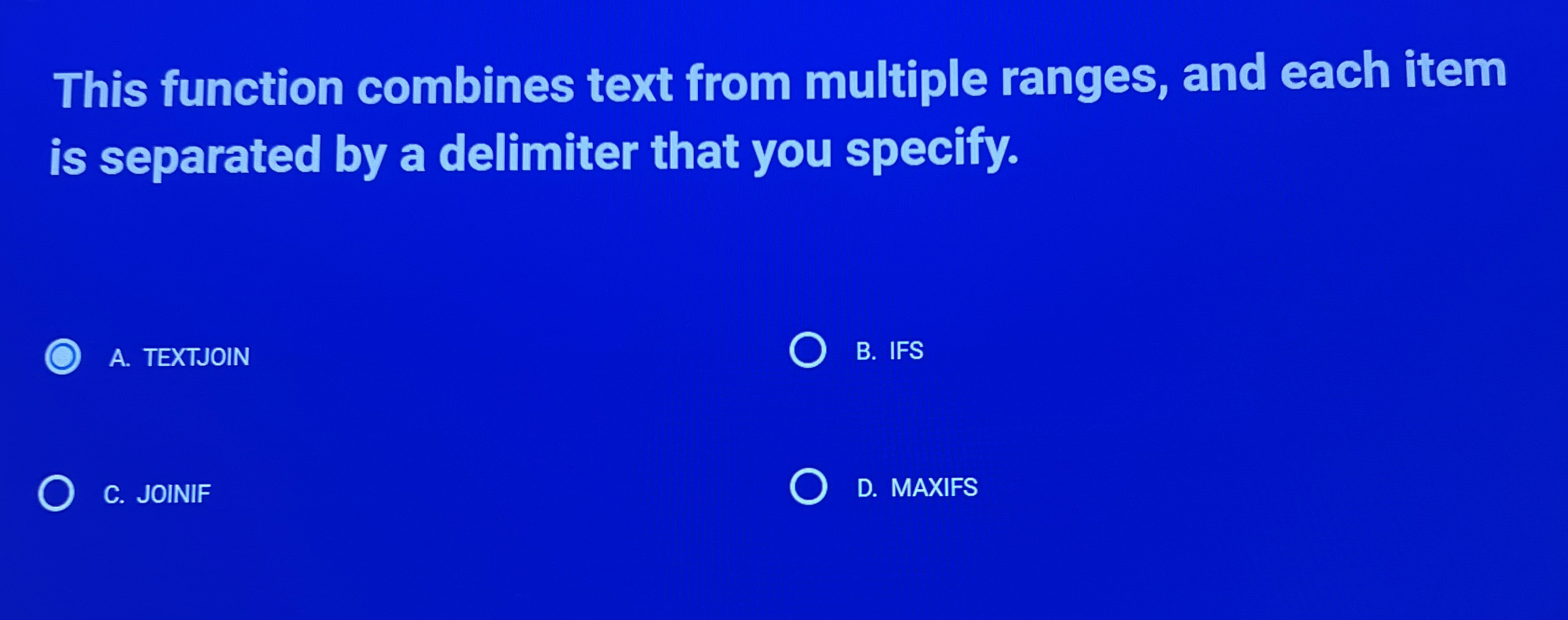 This function combines text from multiple ranges,