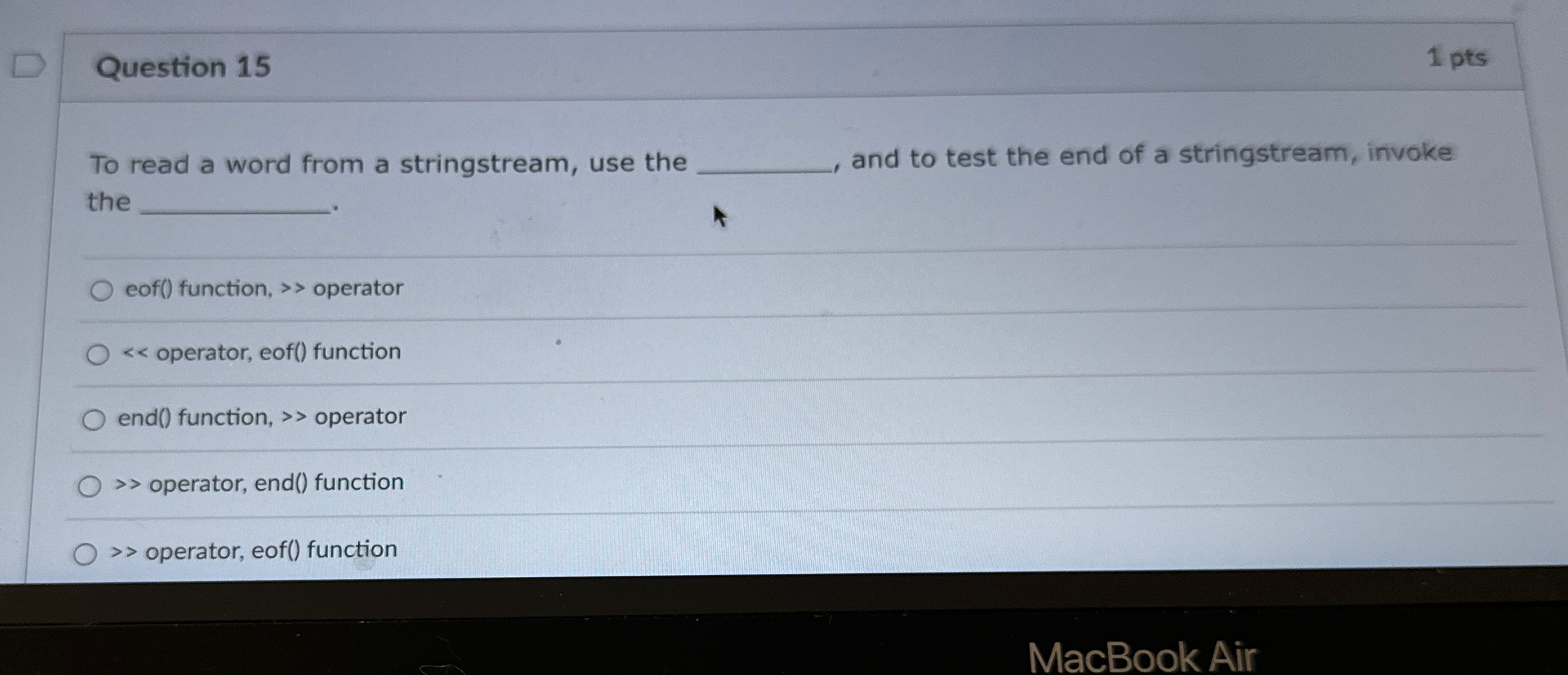 Question 1 5 1 pts To read a word from a