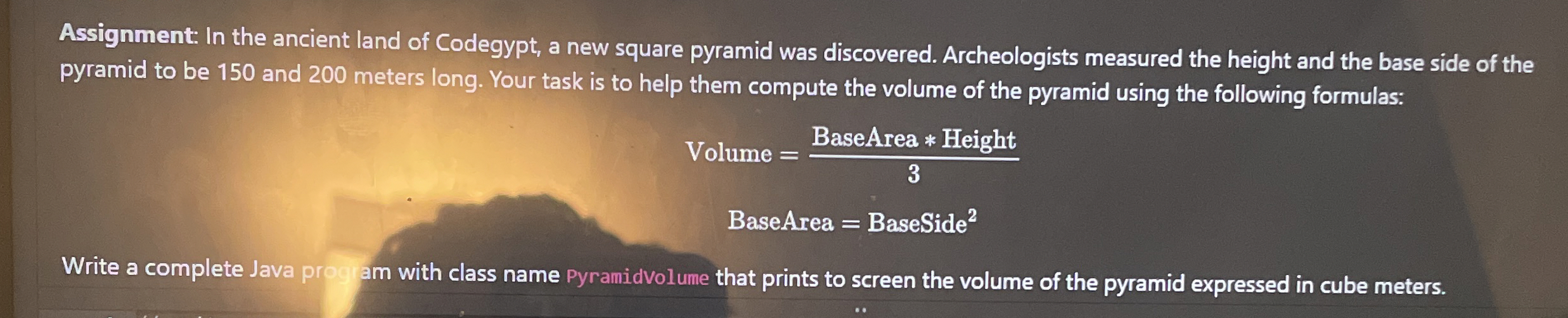 Assignment: In the ancient land of Codegypt, a