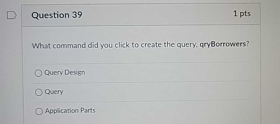 Question 3 9 1 pts What command did you click to