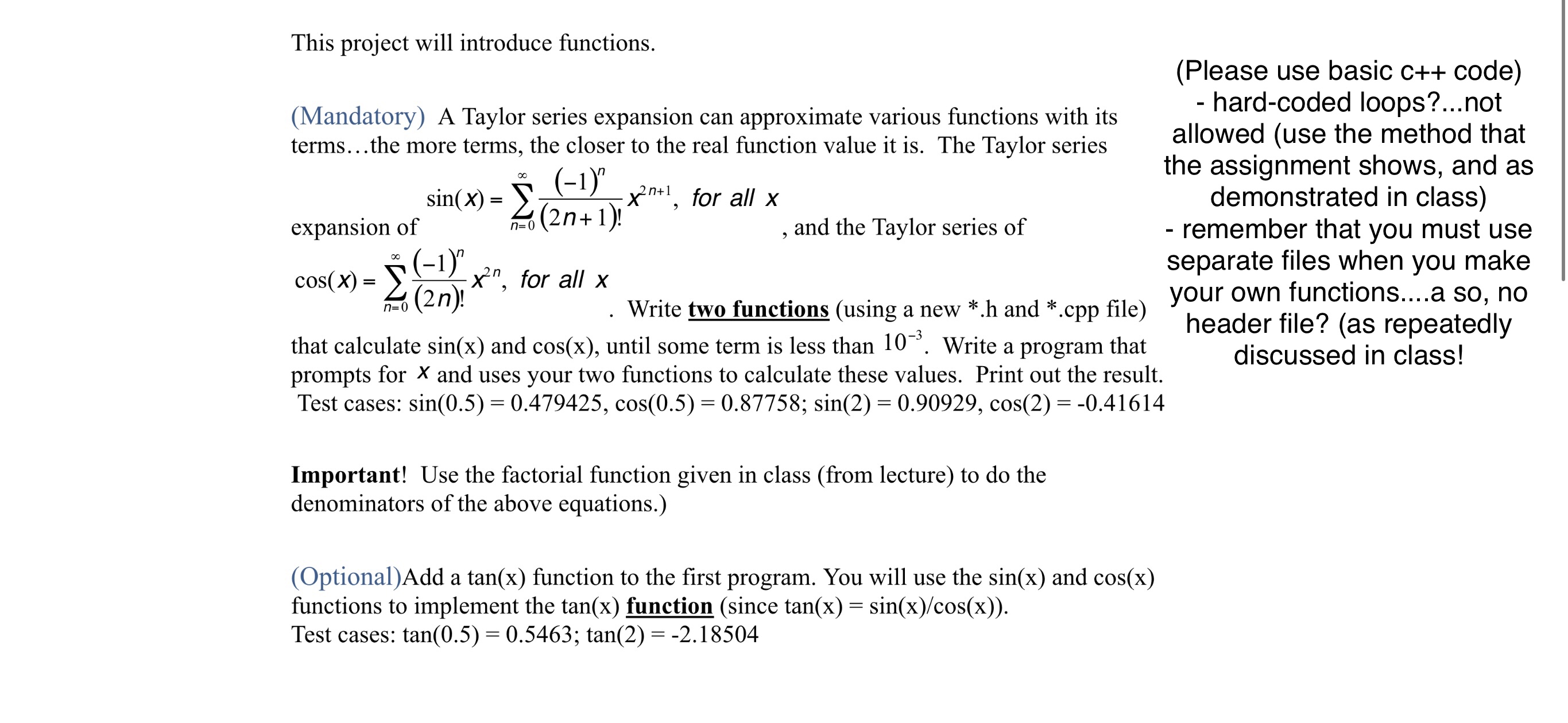 This project will introduce functions. (