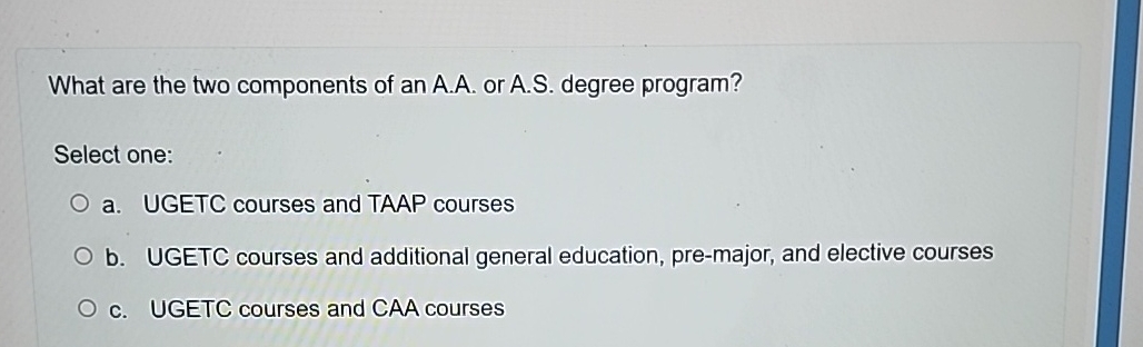 What are the two components of an A . A . or A .