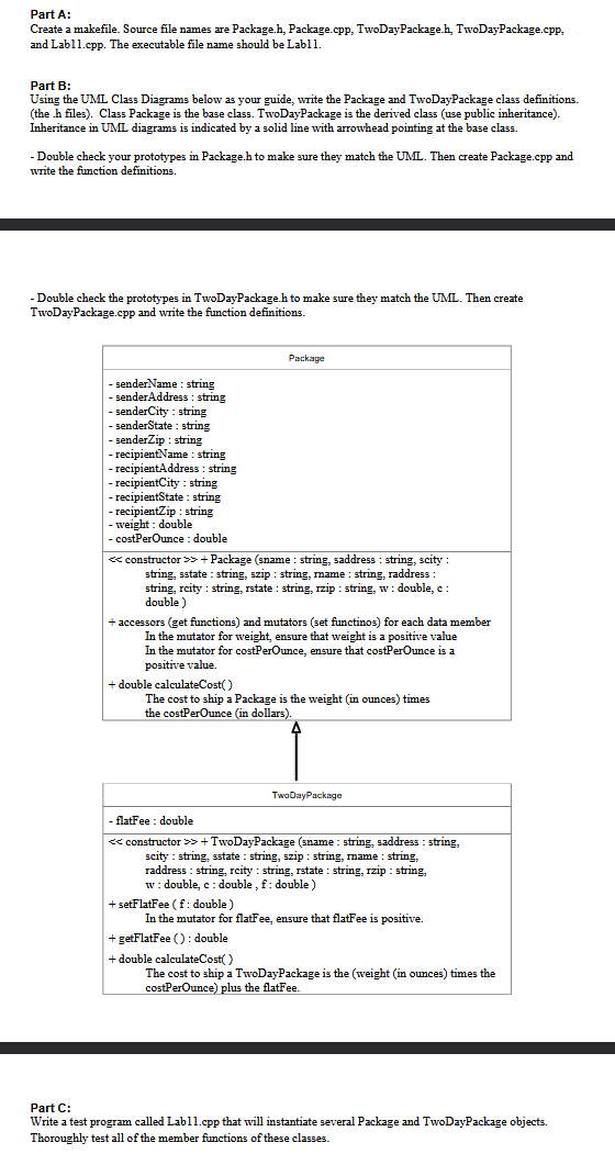 Part A: Create a makefile. Source file names are