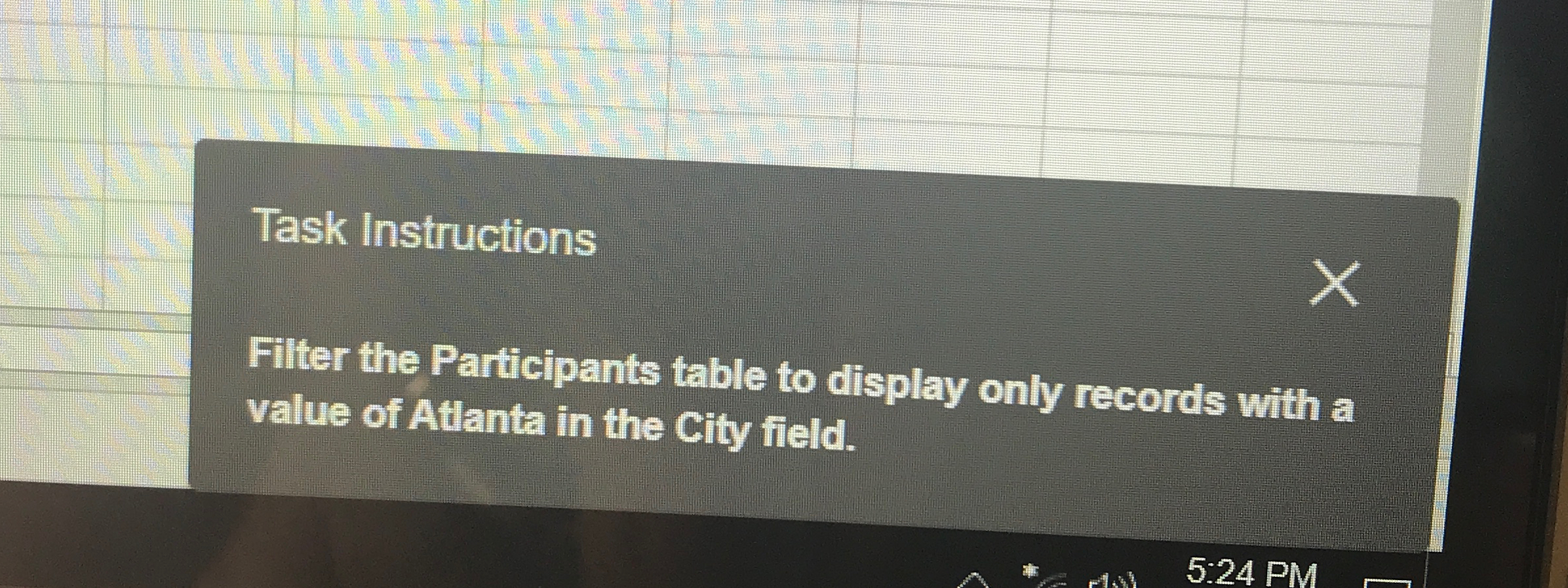 Task Instructions Filter the Participants table