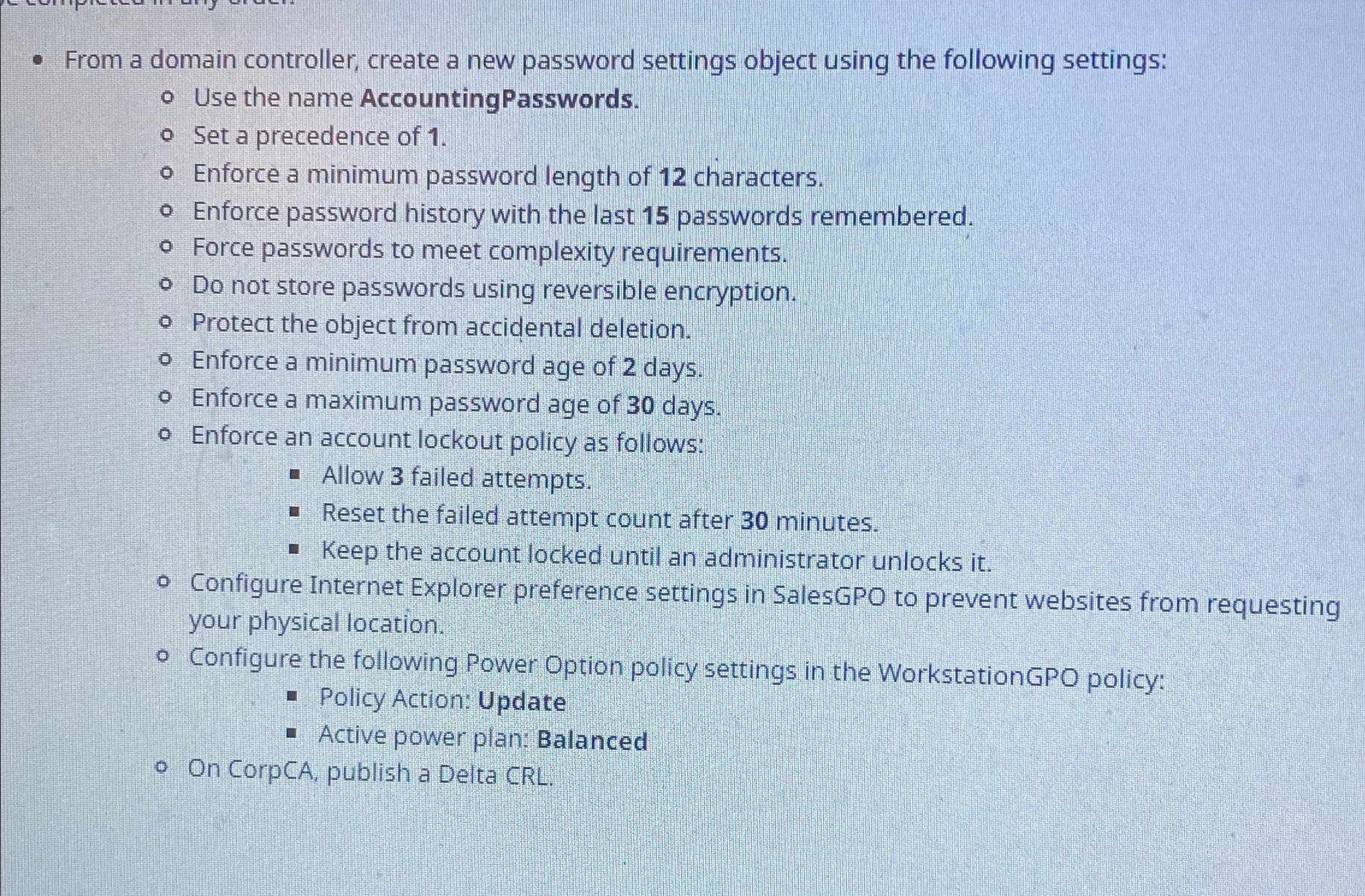 From a domain controller, create a new password