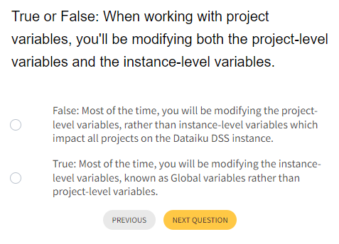 True or False: When working with project