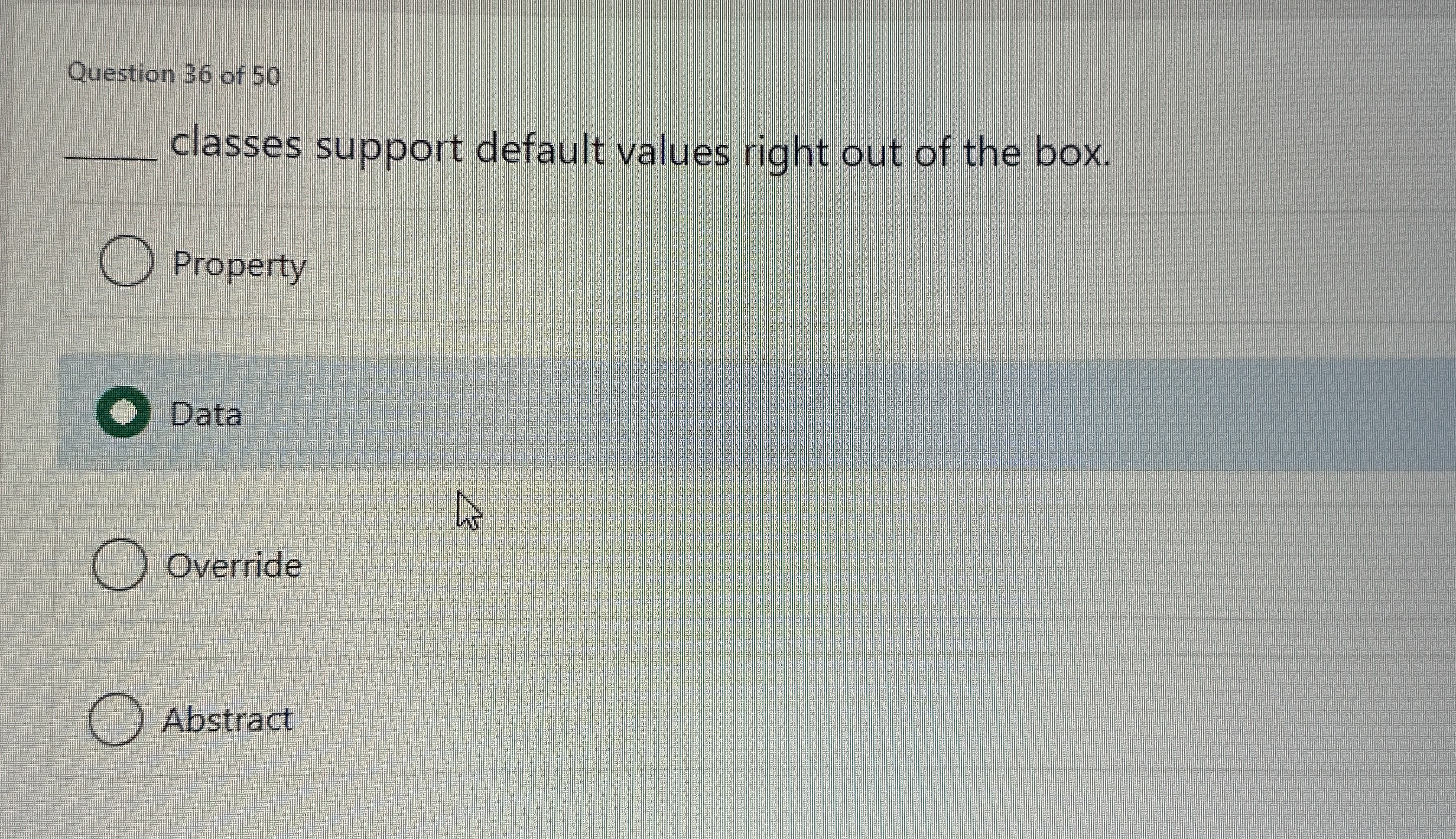 Question 3 6 of 5 0 q , classes support default