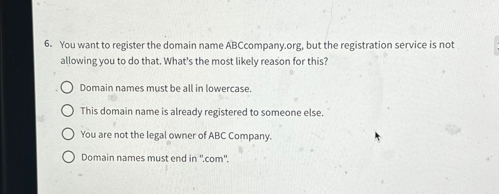 You want to register the domain name