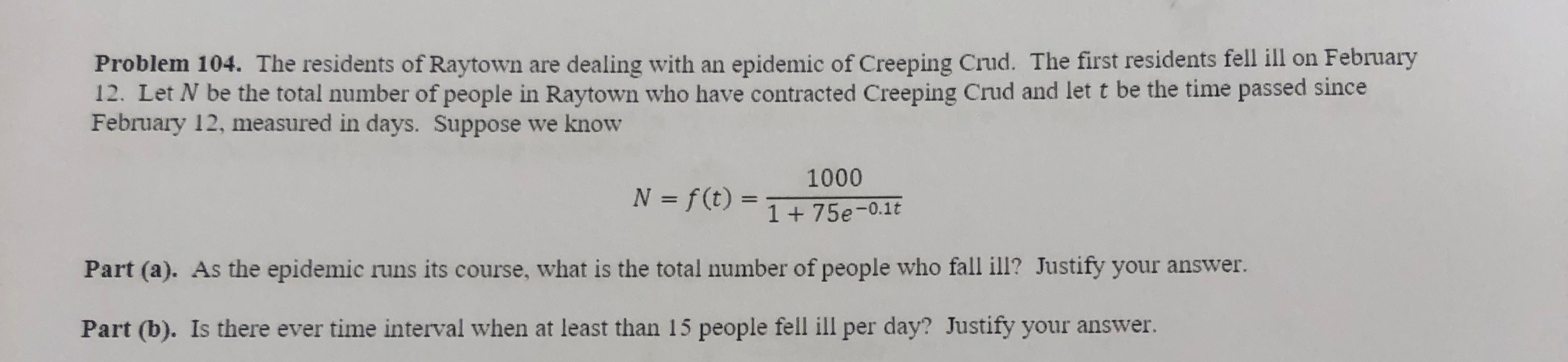 Problem 1 0 4 . The residents of Raytown are