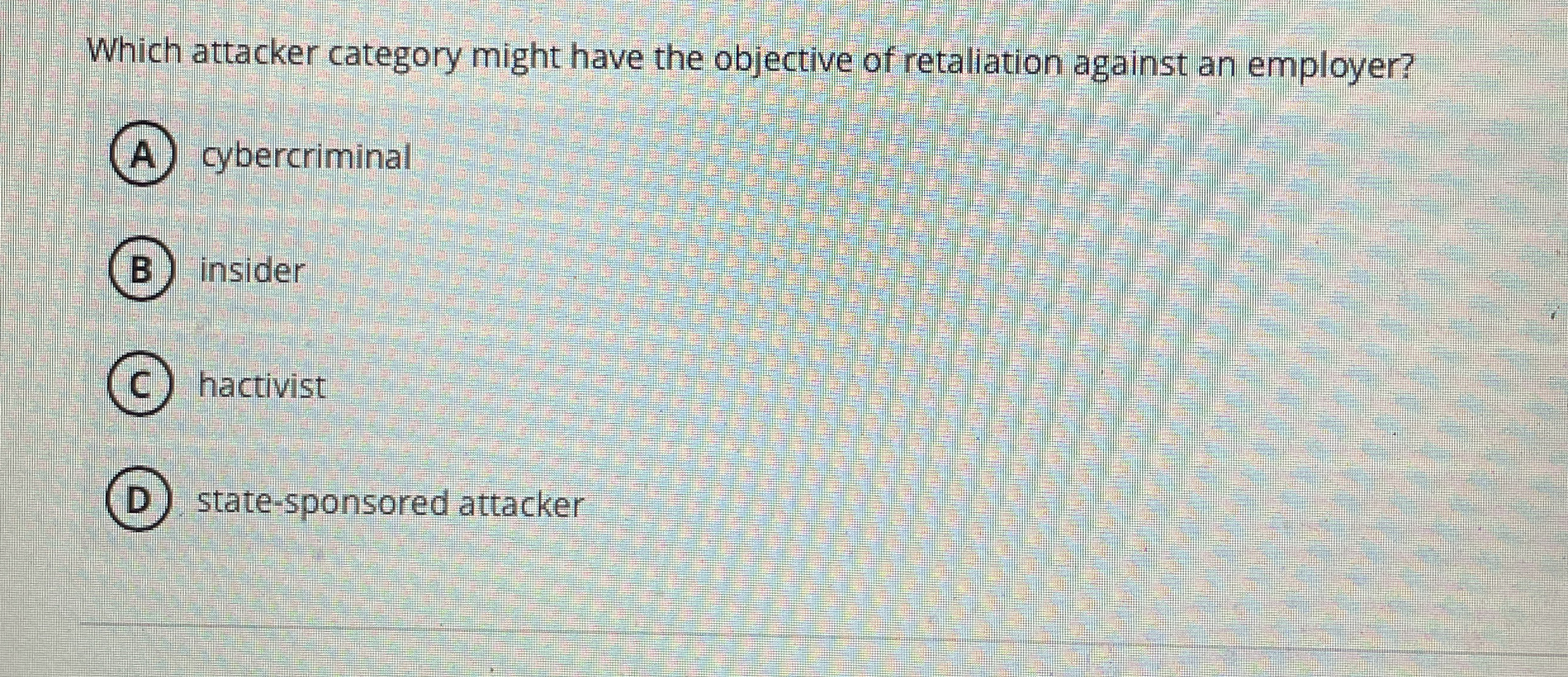Which attacker category might have the objective