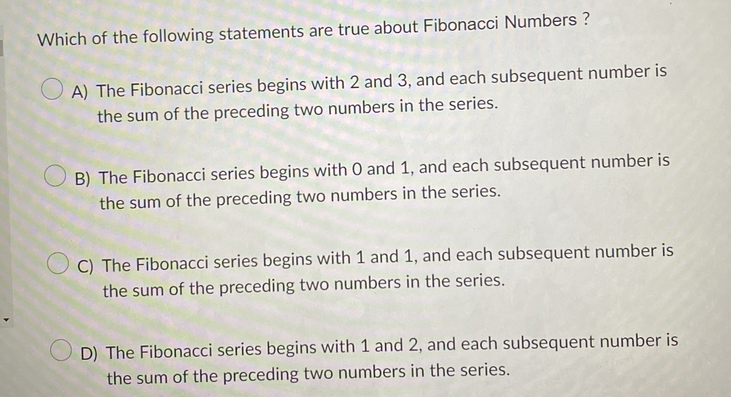 Which of the following statements are true about