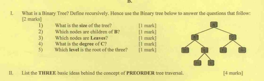 I. What is a Binary Tree? Define recursively.
