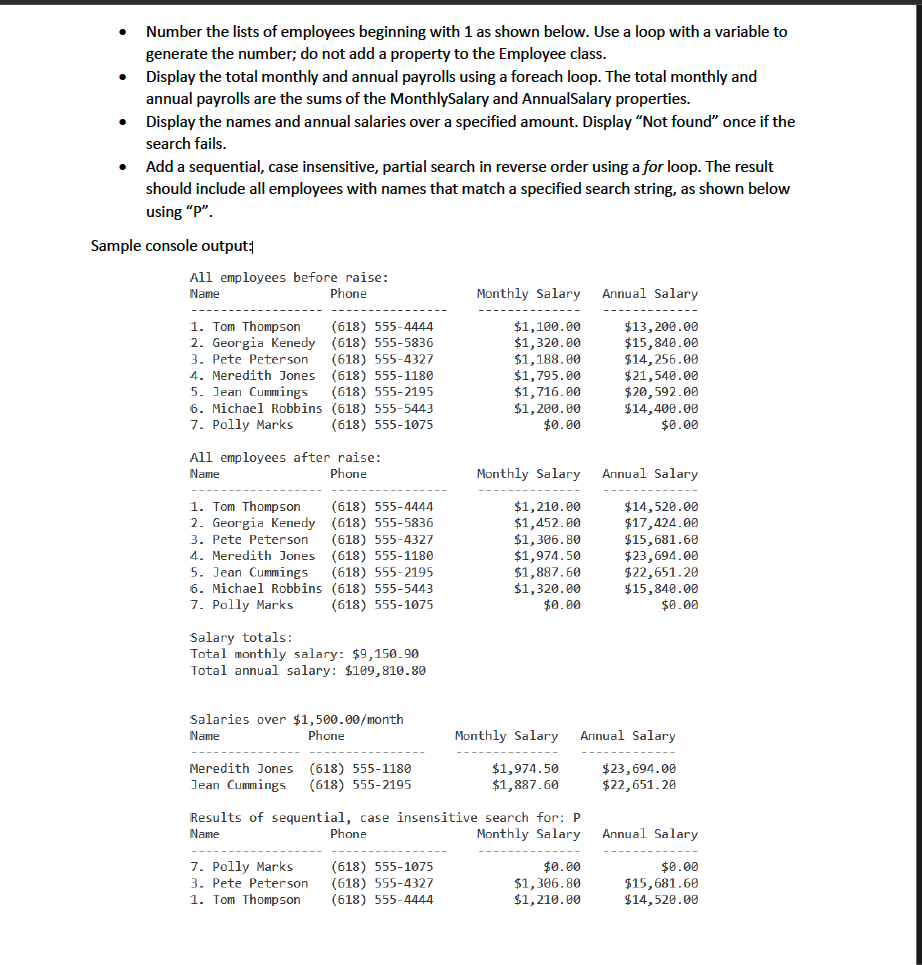 This is for C# Number the lists of employees