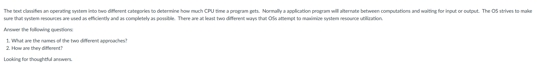 The text classifies an operating system into two