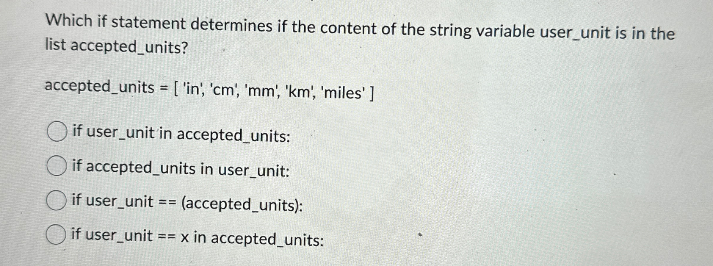 Which if statement determines if the content of