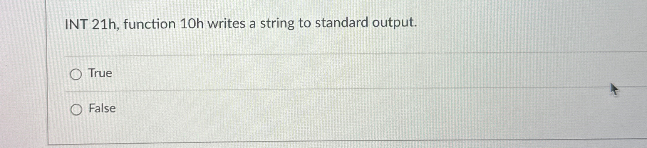 INT 2 1 h , function 1 0 h writes a string to