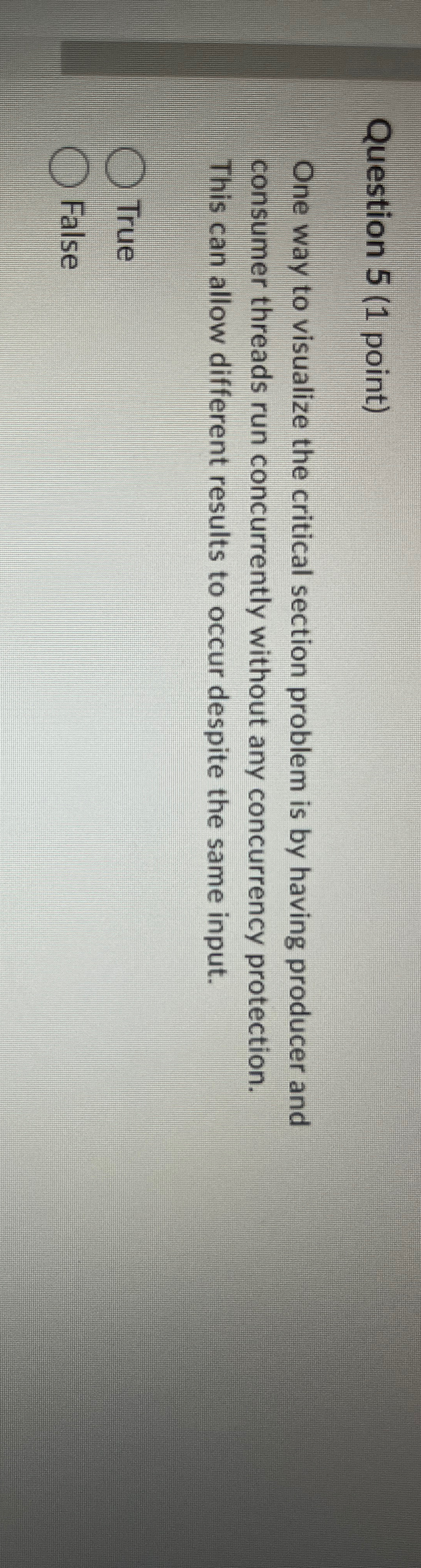 Question 5 ( 1 point ) One way to visualize the
