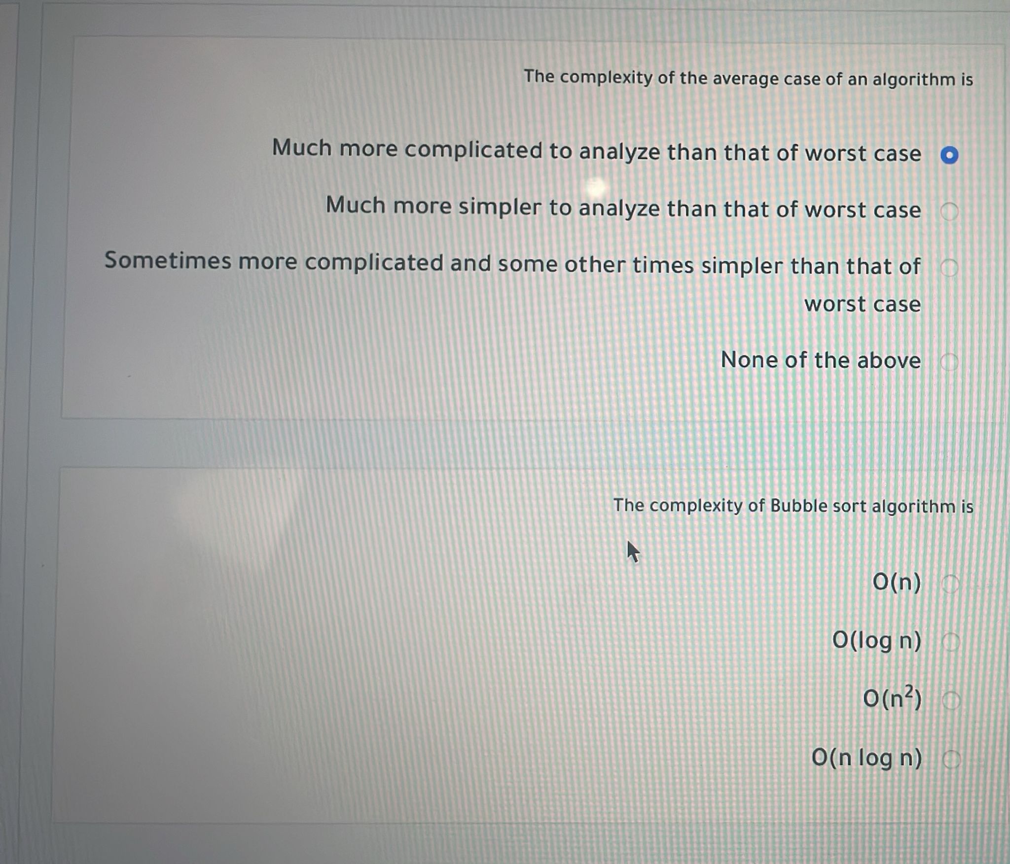 The complexity of the average case of an