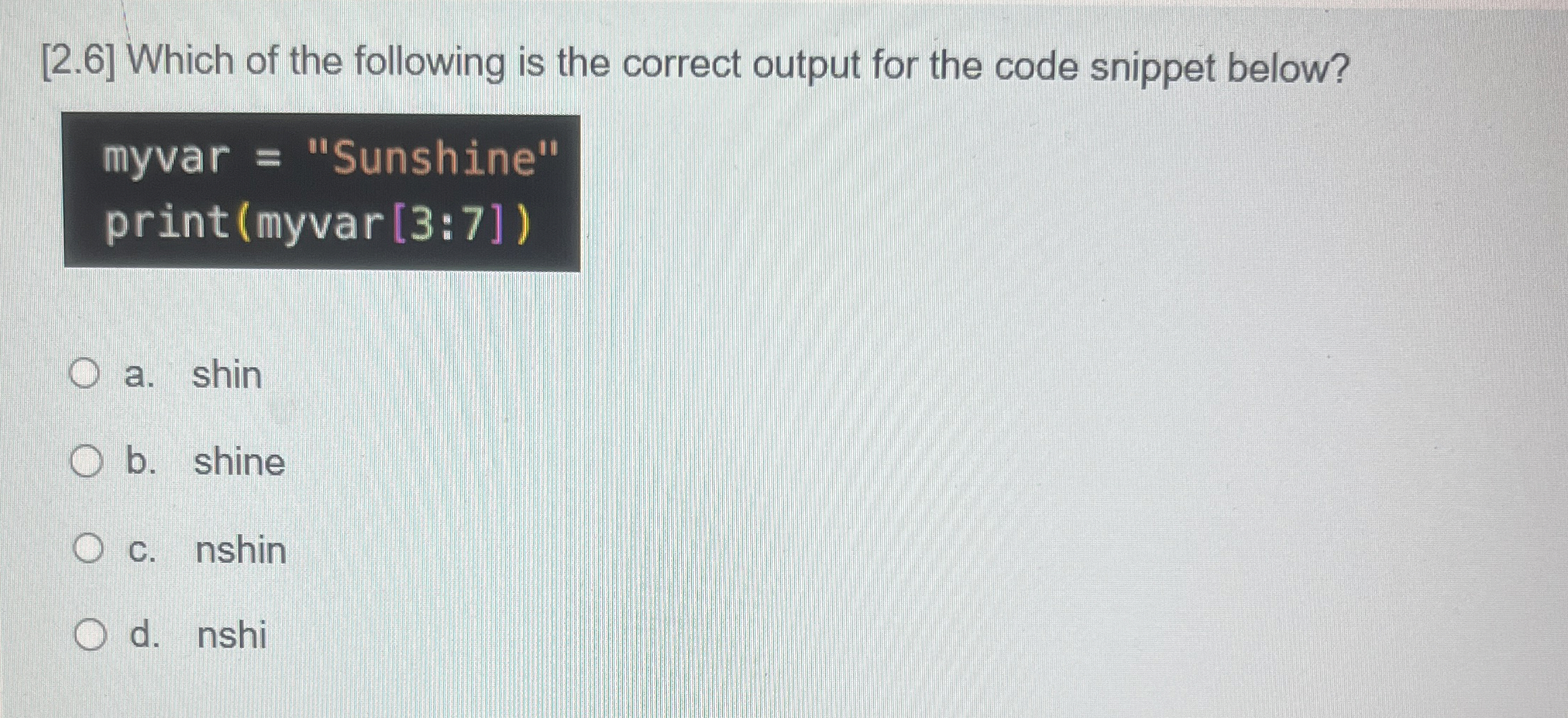 [ 2 . 6 ] Which of the following is the correct